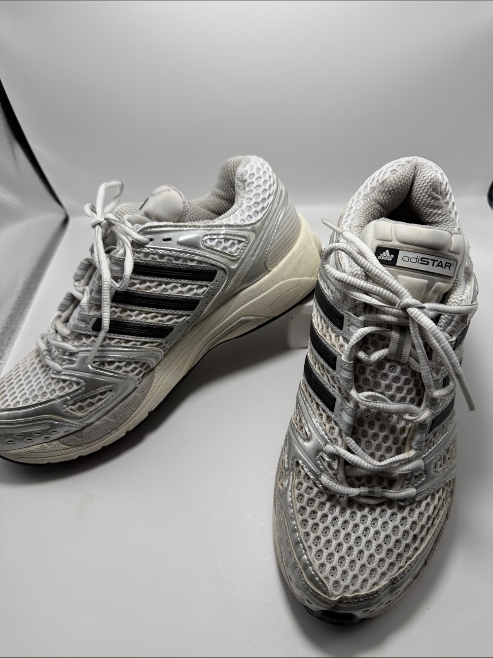 adidas Adistar Control 5 Silver Black Sneakers Size 8 Y2K